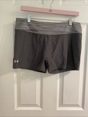 Under Armour Women’s Gray Athletic Shorts with Striped Waistband